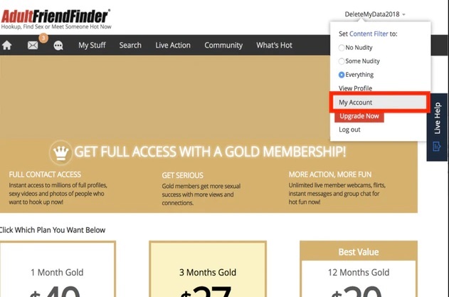 Adult friend finder my account
